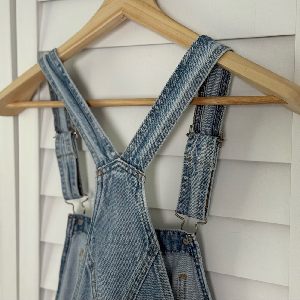 Levi Strauss distressed denim overalls purchased at Anthro - Picture 6 of 15